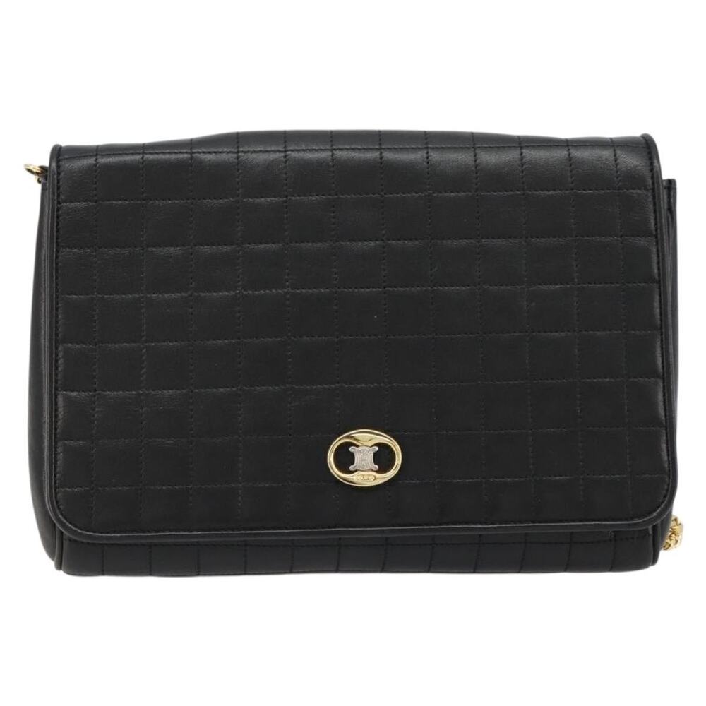Celine Leather Chain Shoulder Bag Black